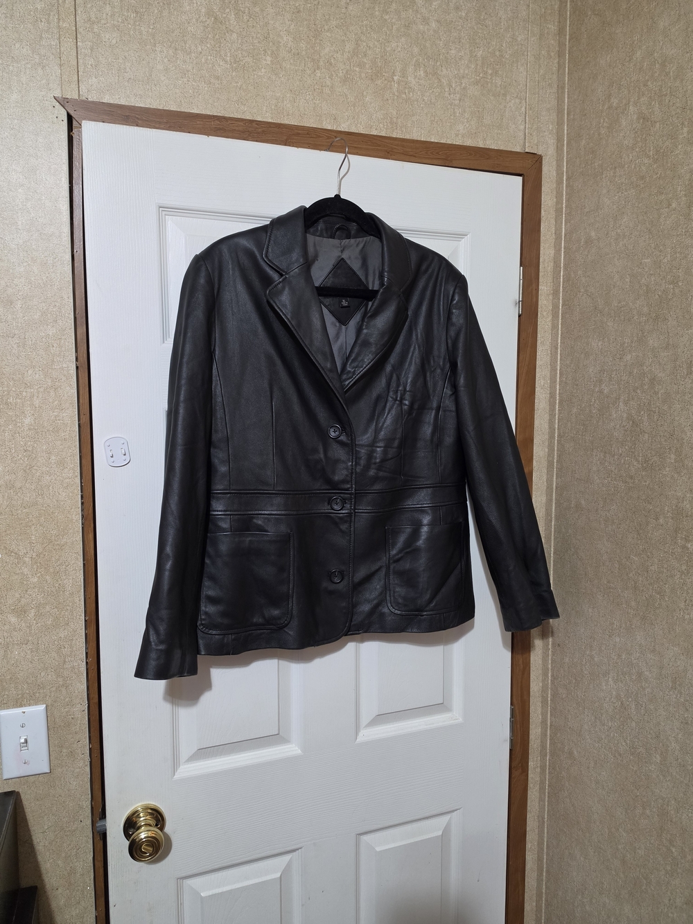 Womens Valerie Stevens Black Leather Blazer Jacket Size XL